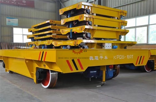 Heavy Duty Rail Flat Electric Transfer Cart 100ton Table 1800x3000mm On tracks